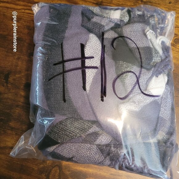 Banana Republic Cashmere Blend Fringe Blanket Wrap Karen Plaid Purple Black - Picture 8 of 8